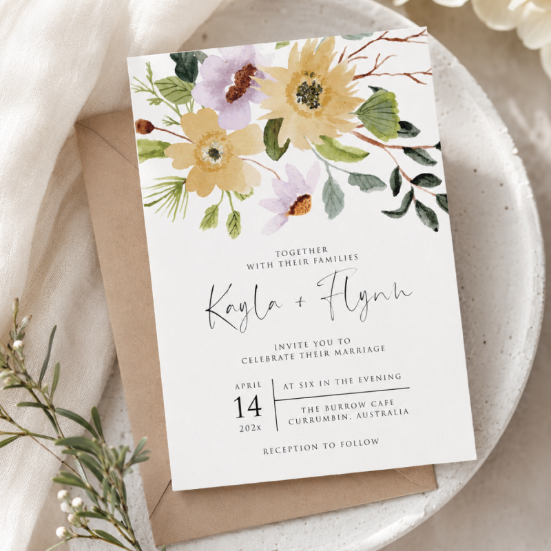 Flower Bed Wedding Invitations