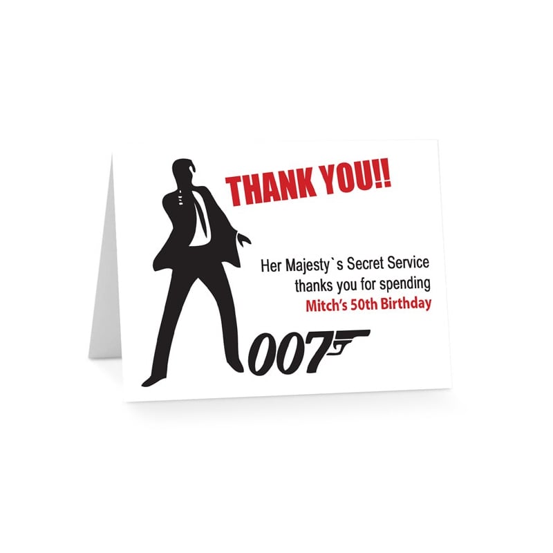 Bond 007 Birthday Thank You Cards