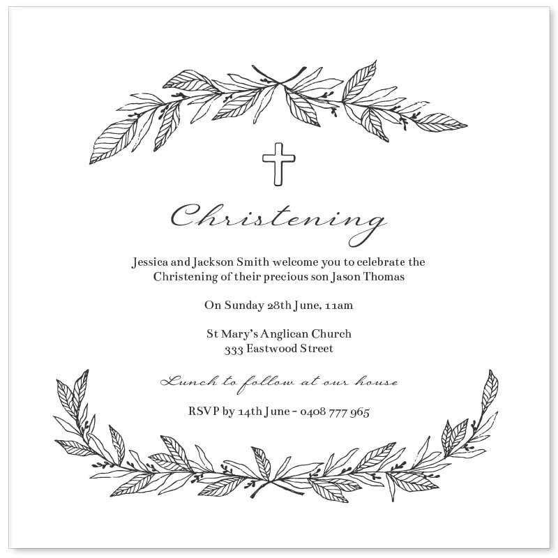 Botanic Border Christening Invitations