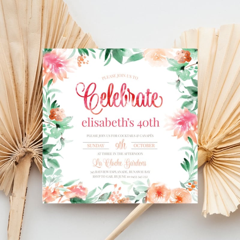 Botanical Watercolours Party Invitations