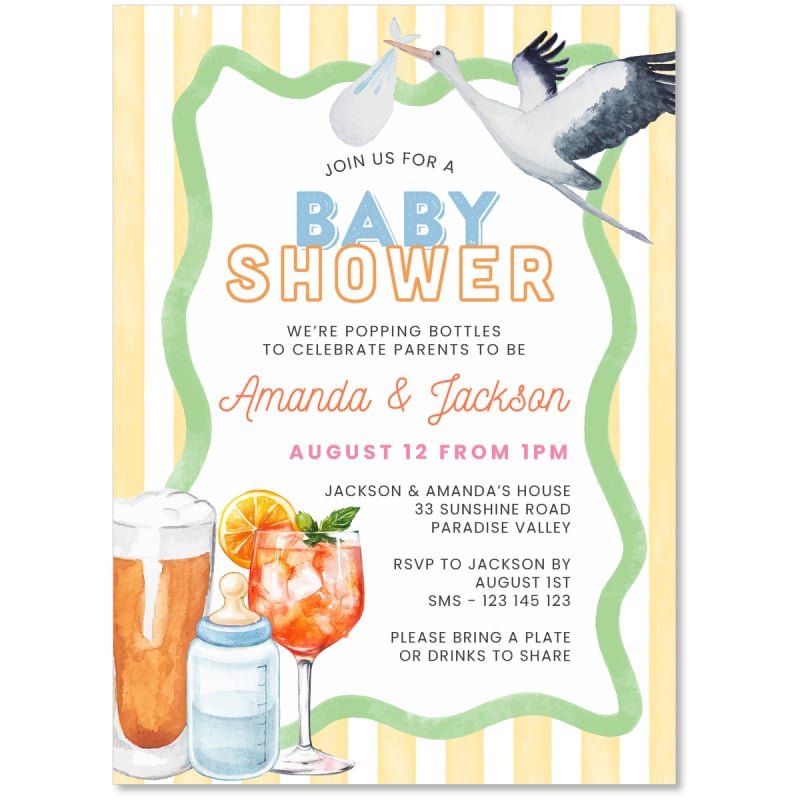Bottles and Cocktails Baby Shower Invitations