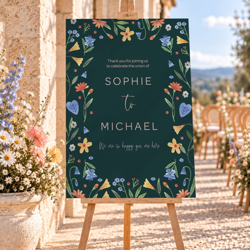 Bouquet Wedding Welcome Sign