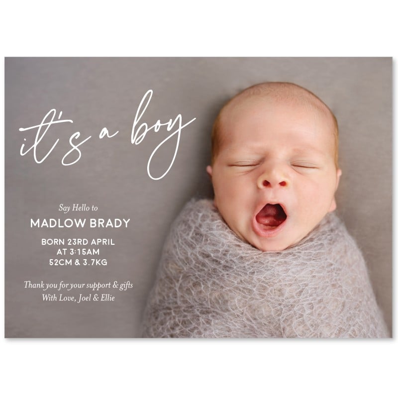 Sleepy Boy Birth Announcement