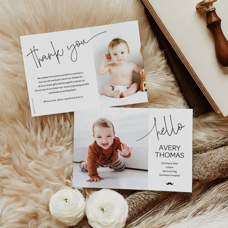 Little Moe Birth Announcement Cards