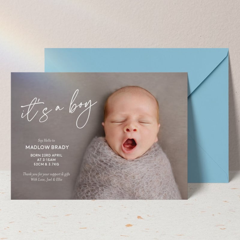 Sleepy Boy Birth Announcement
