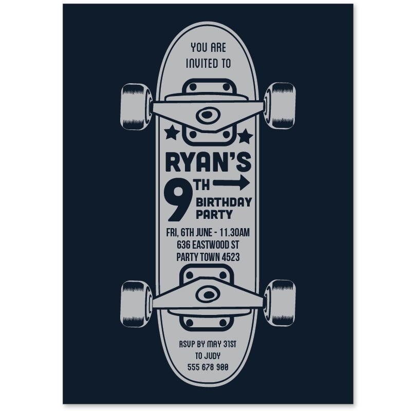 Skater Birthday Invitations