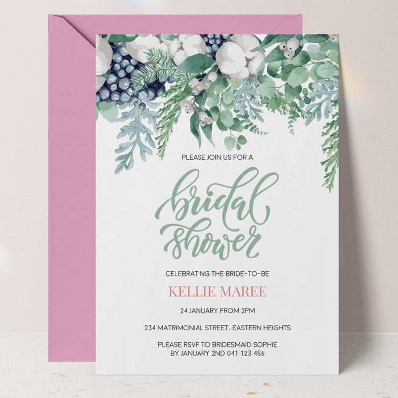 Cotton Flower Bridal Shower Invitations