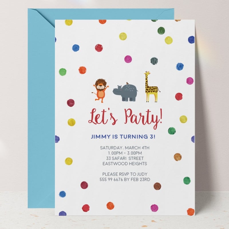 Jungle Dots Birthday Invitations