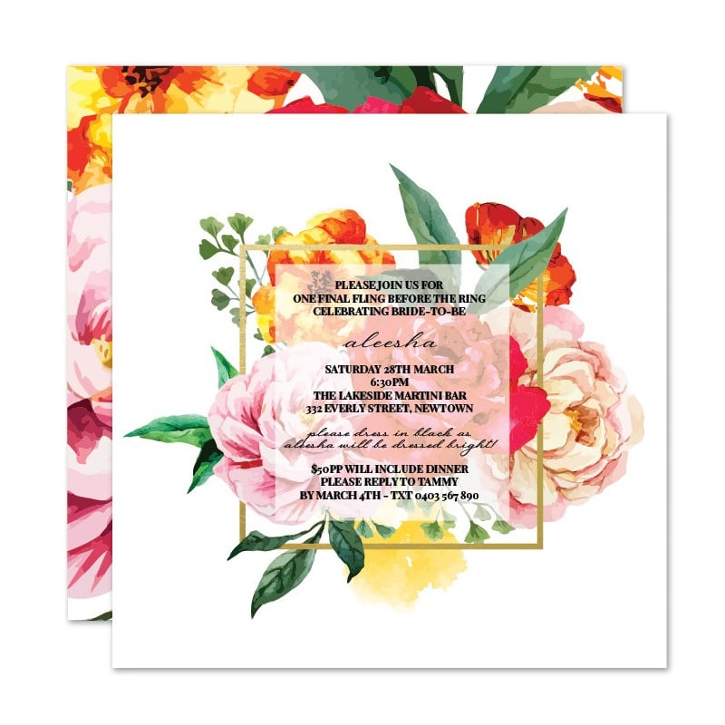 Bright Blooms Hens Invitations