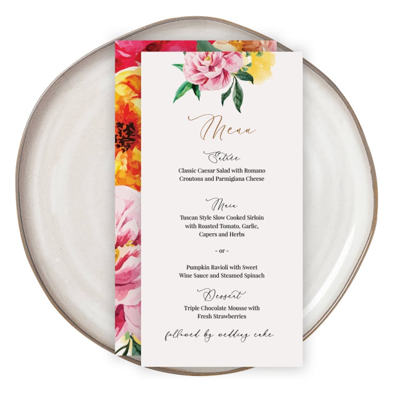 Bright Blooms Wedding Menu