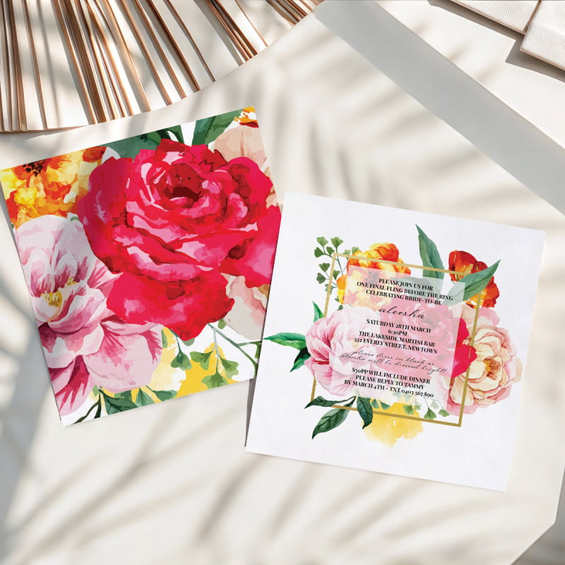 Bright Blooms Hens Invitations
