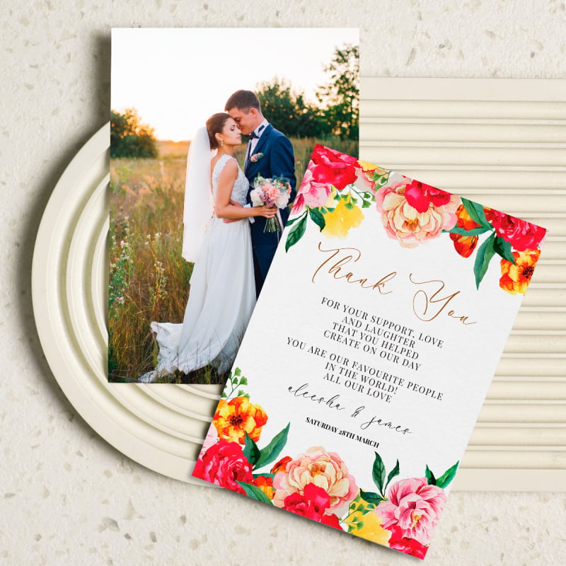 Bright Blooms Wedding Thank You