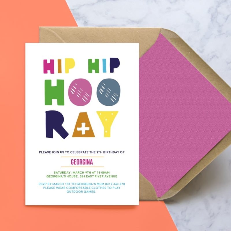 Bright Hooray Birthday Invitations