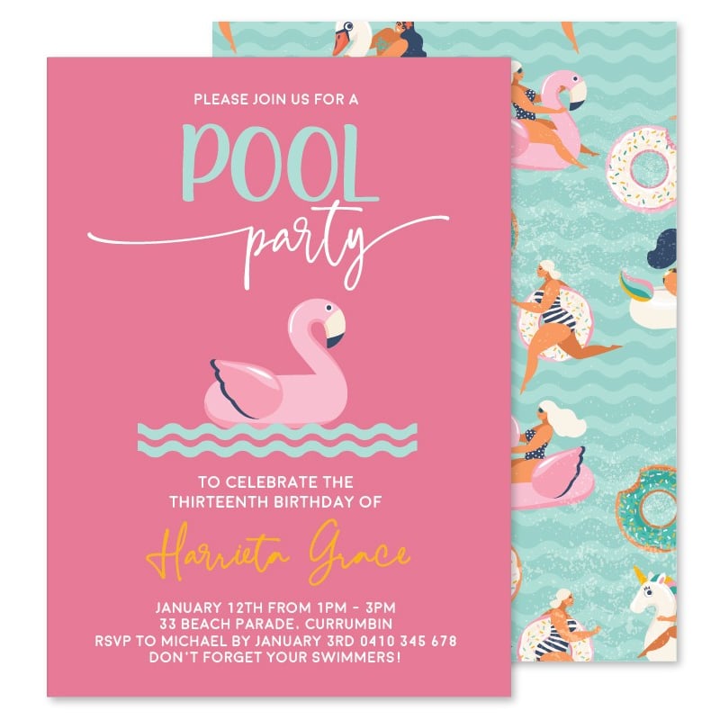 Bright Pool Invitations