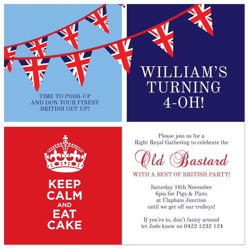 British Flag Birthday Invitations