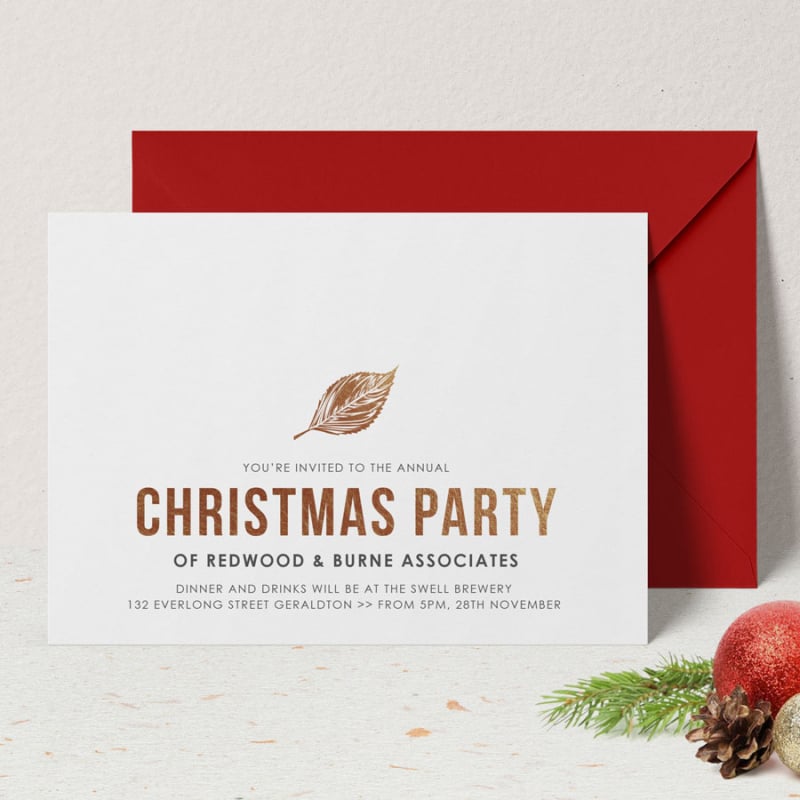 Little Bronze Leaf Christmas Invitations