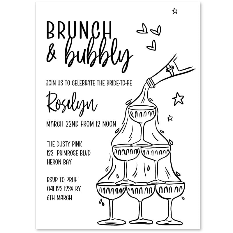 Brunch and Bubbly Whimsical Invitations