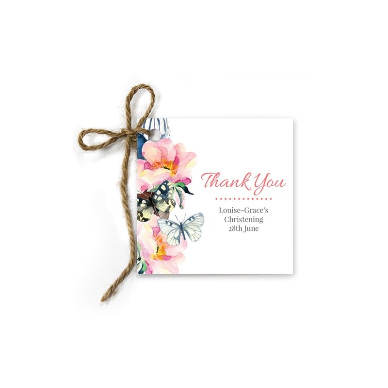 Butterfly Bouquet Christening Gift Tags