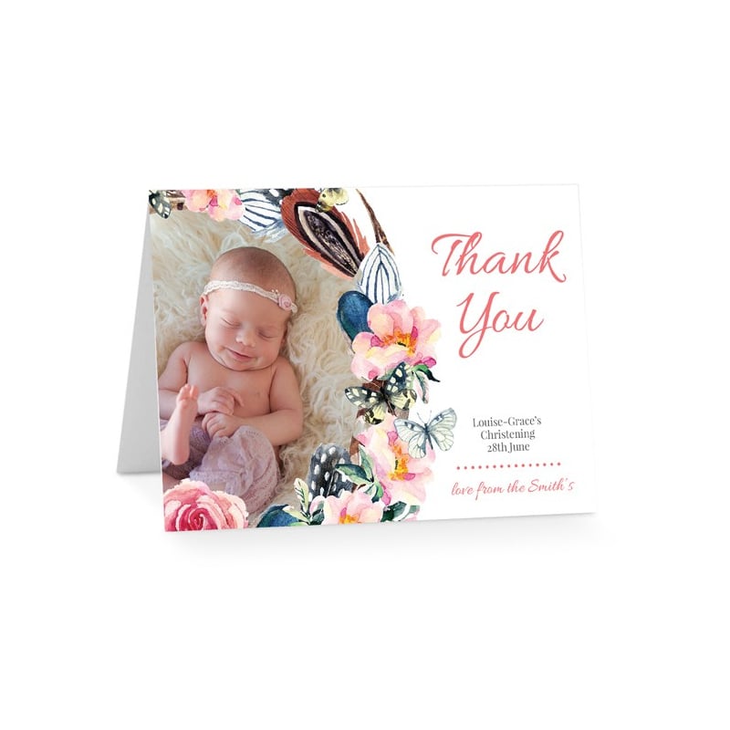 Butterfly Bouquet Christening Thank You Cards