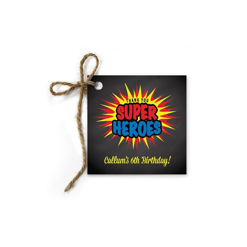 Calling All Superheroes Birthday Gift Tags