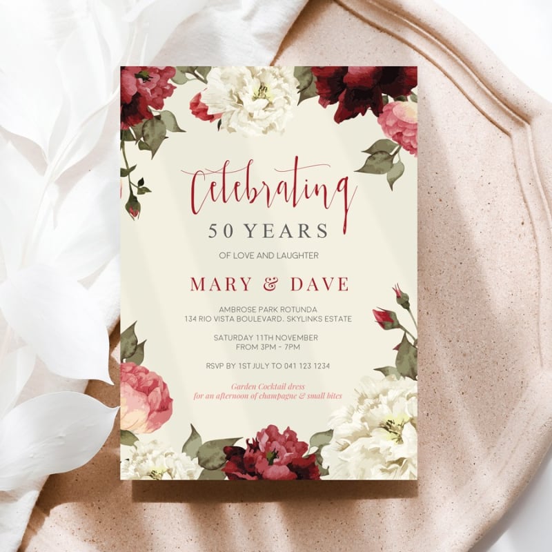 Garden Love Anniversary Invitations