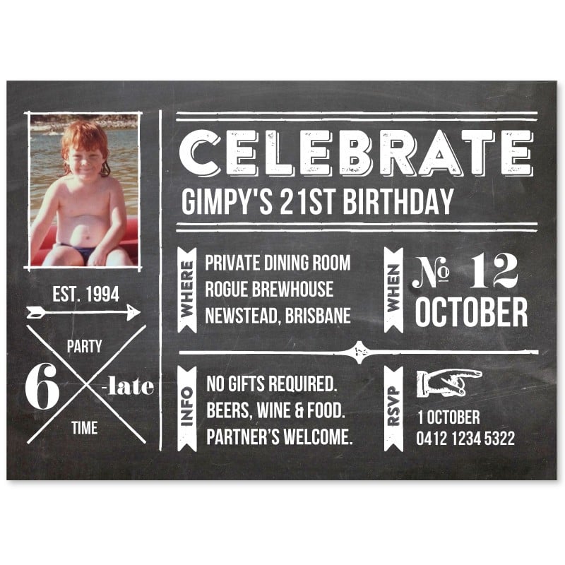 Chalk Typography Birthday Invitations