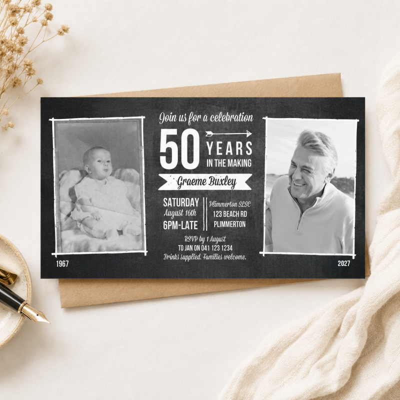 Years in the Making Birthday Invitations