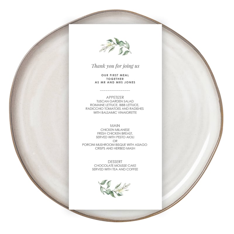 Charming Wedding Menus