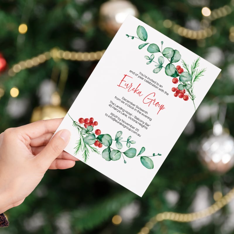 Native Wreath Christmas Invitations