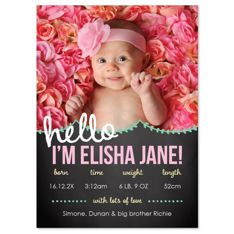 Cheeky Chalkboard Baby Announcement Cards
