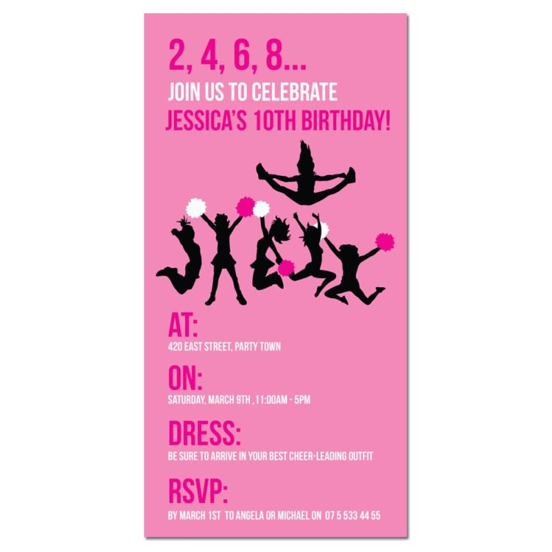 Cheerleaders Pink Party Invitations