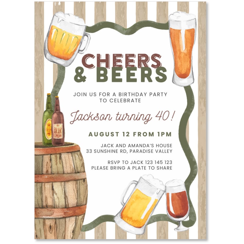 Cheers Beers Birthday Invitations
