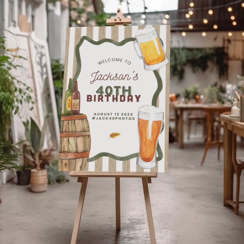 Cheers & Beers Birthday Party Welcome Sign