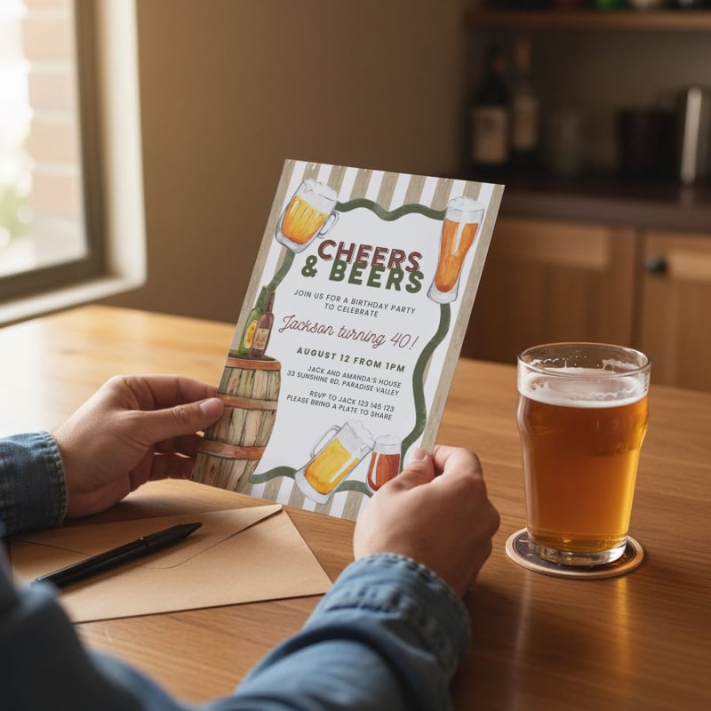 Cheers Beers Birthday Invitations