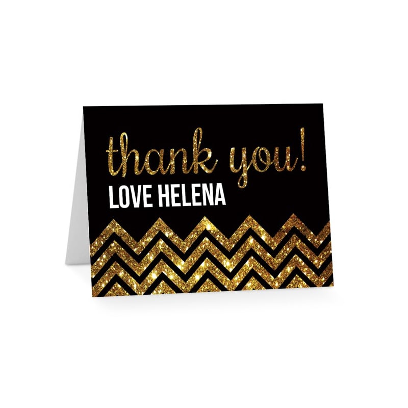 Chevron Glitter Thank You Cards