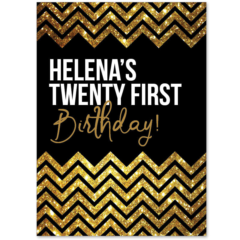 Chevron Glitter Birthday Invitations