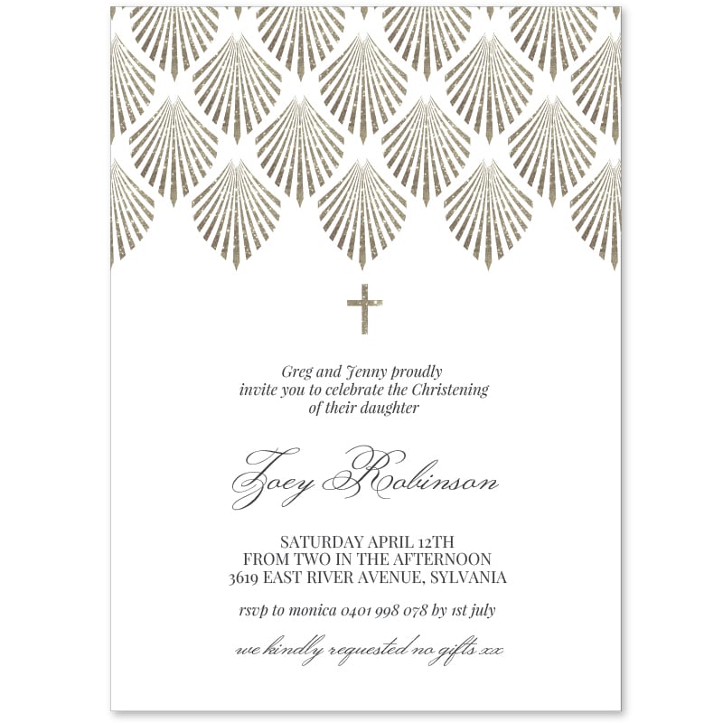 Deco Fans Christening Invitation