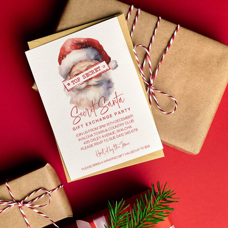 Top Secret Santa Christmas Invitations