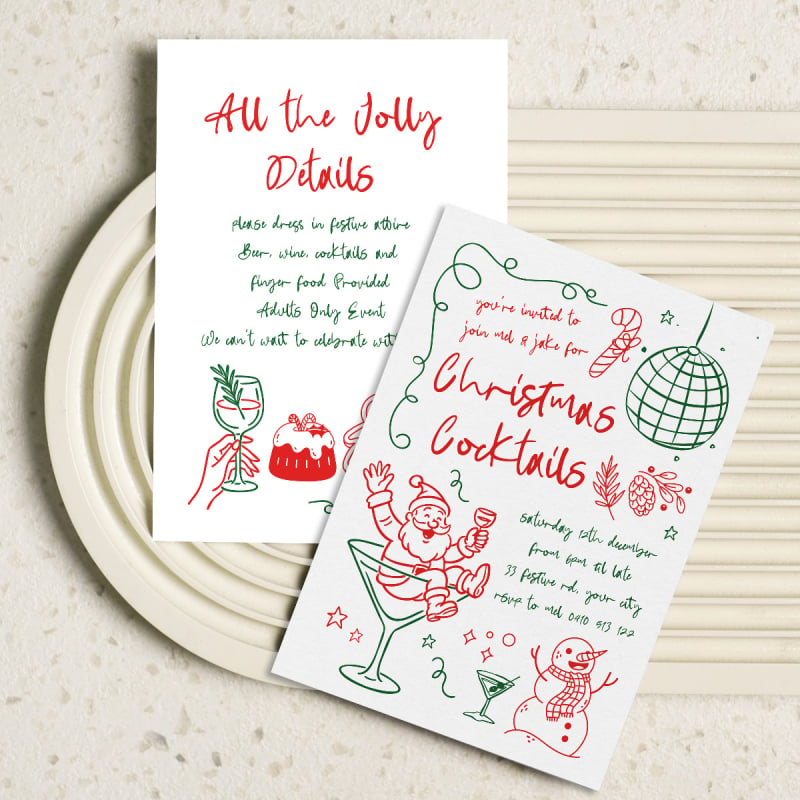 Whimsical Cocktail Santa Invitation