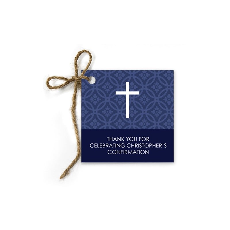 Circle Damask Confirmation Gift Tags