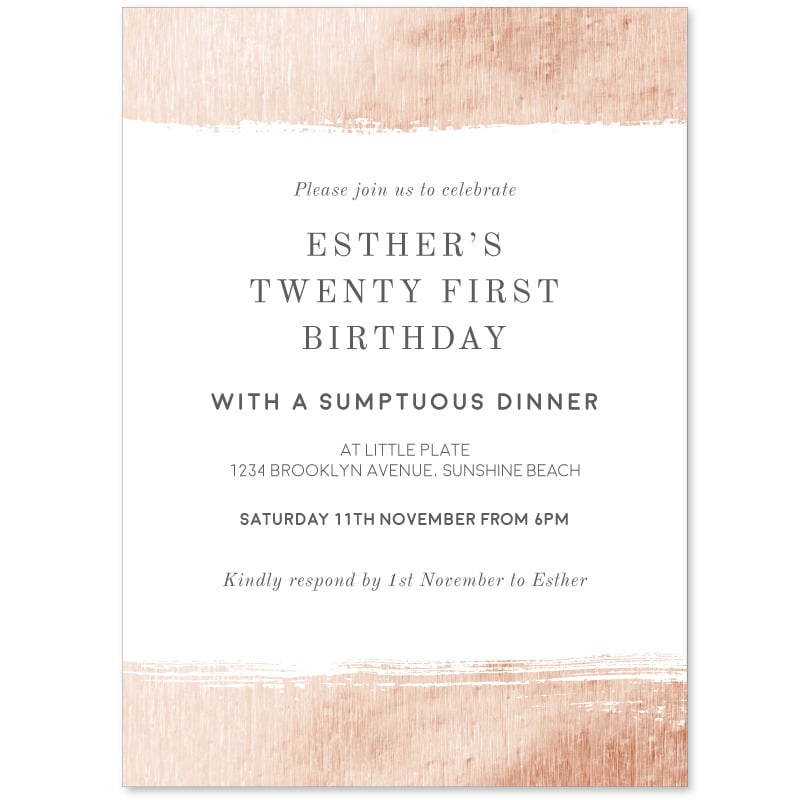Rose Gold Border Birthday Invitations