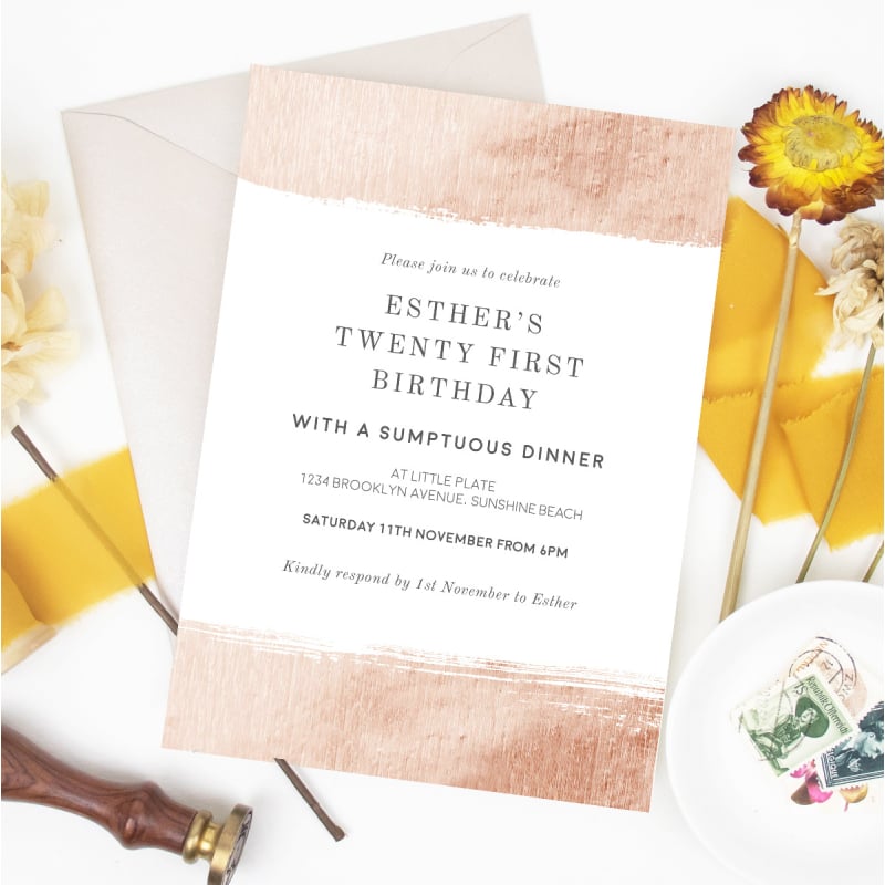 Rose Gold Border Birthday Invitations