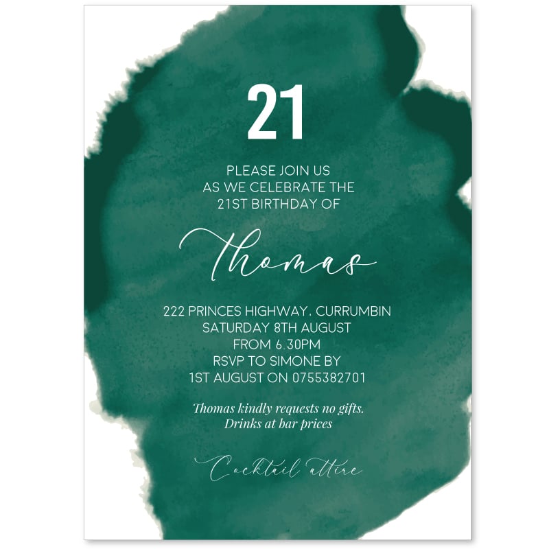 Emerald Watercolour Invitations