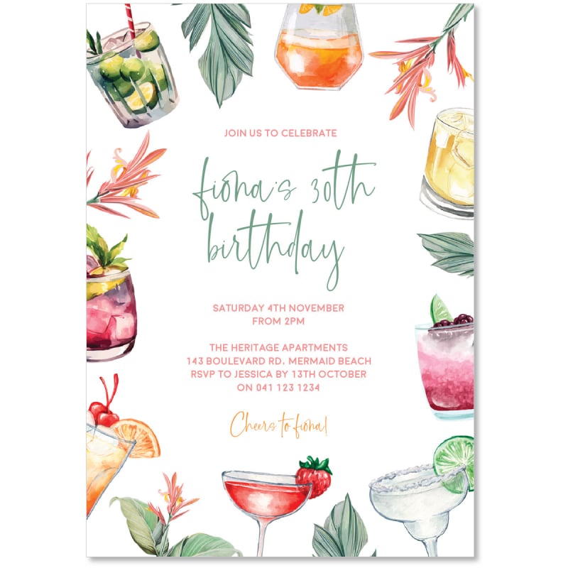 Cocktail Birthday Invitations