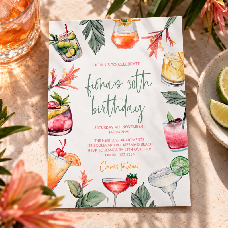Cocktail Birthday Invitations