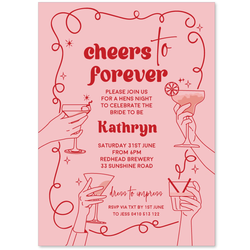 Retro Bar Hens Party Invitations