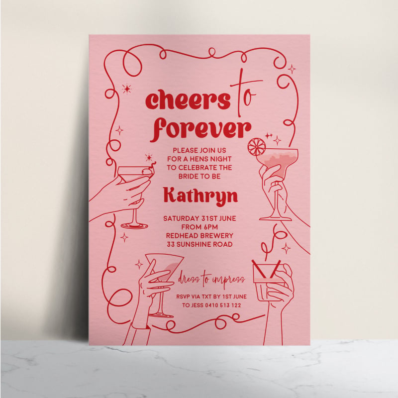 Retro Bar Hens Party Invitations