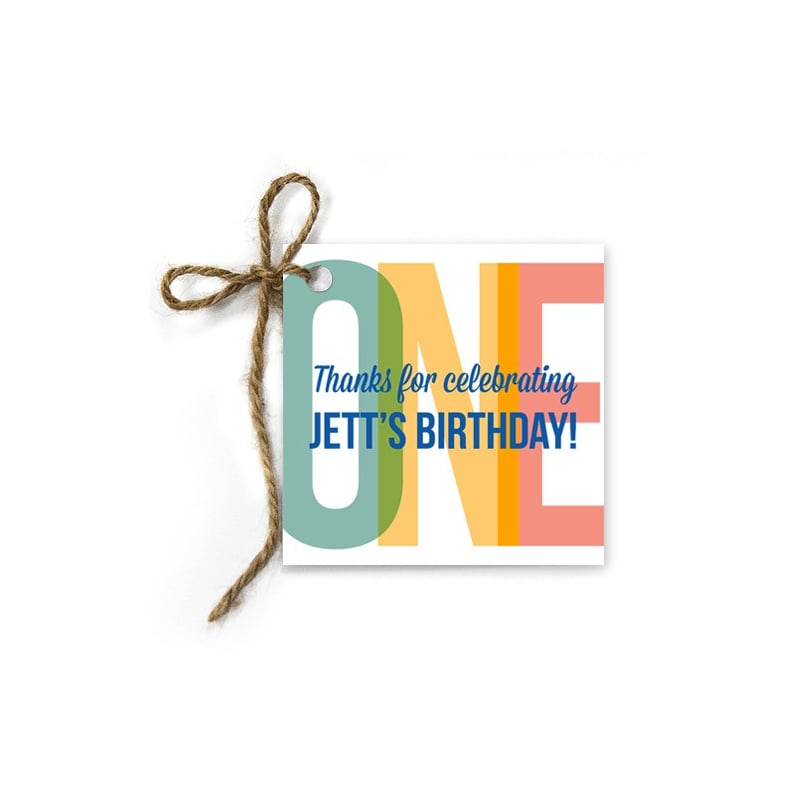 Colourful ONE Birthday Gift Tags