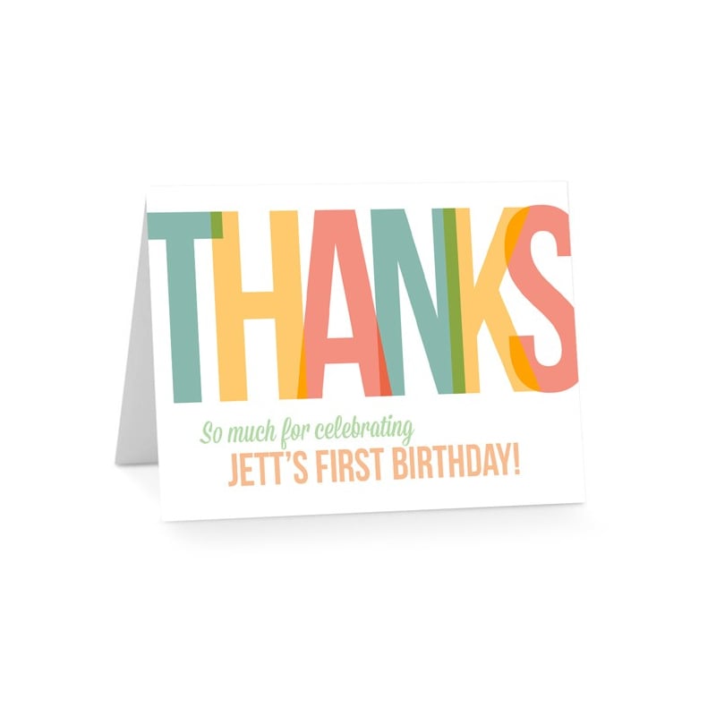 Colourful ONE Birthday Thank You Cards
