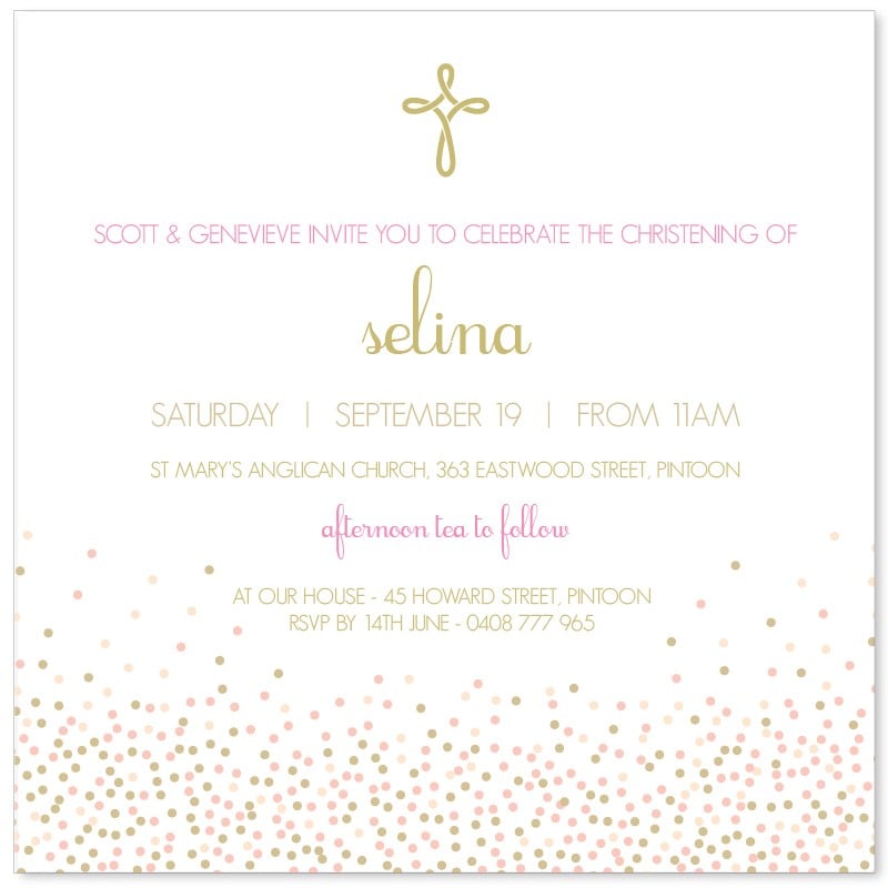 Confetti Storm Christening Invitation
